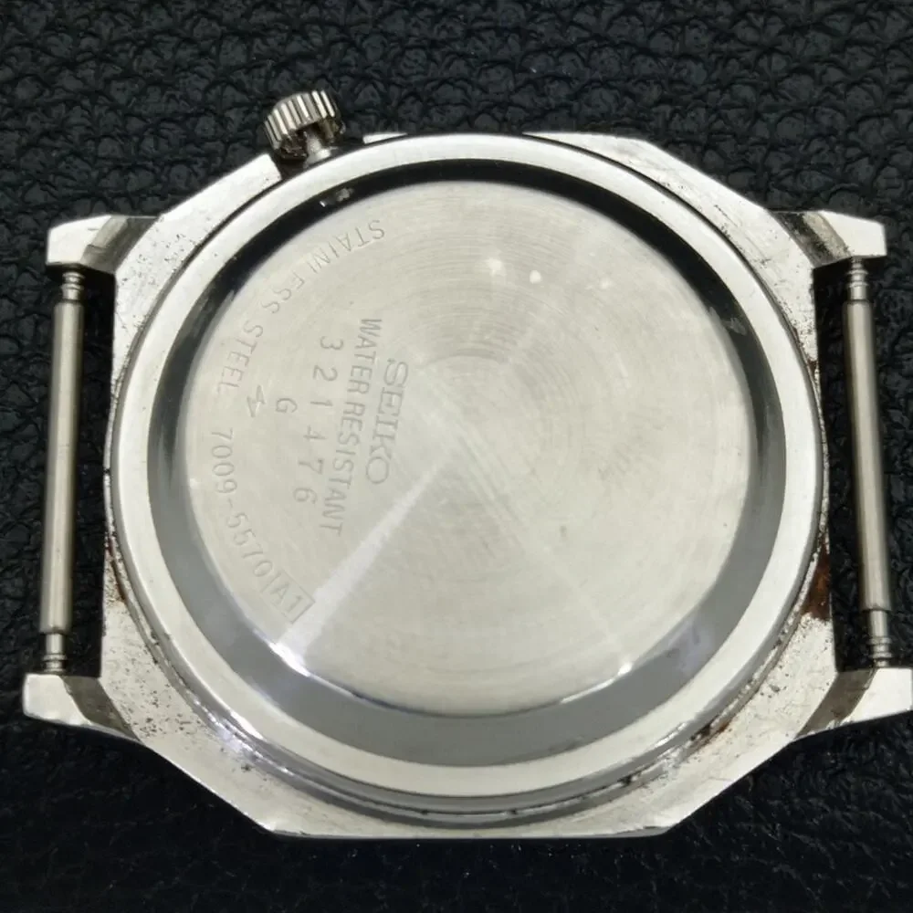 Vintage 1978 Seiko Square Automatic Mens Silver Watch W/daydate & Gold accents